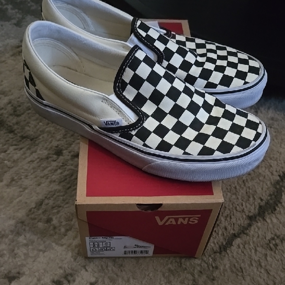 Vans Black and White Checkered Slip-On Sneakers
